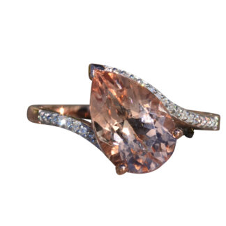SOLD - The Perivale:  Ladies Rose Gold Morganite and Diamond Engagement Ring