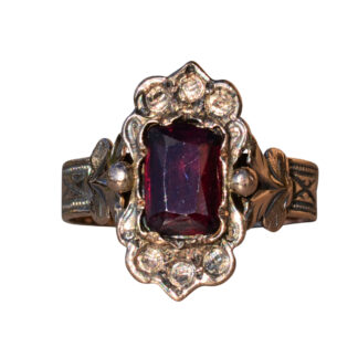 SOLD - The Raynes Park:  Ladies Victorian Rose Gold Ring set with Garnet