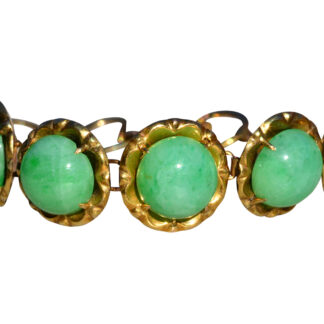 The Bozemann:  Ladies 18K Gold Natural Jadeite Bracelet