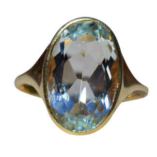 SOLD - The Pinion Hills:  West German Natural Aquamarine Ring in Yellow Gold