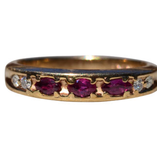 The Ballico:  Stackable Ruby and Diamond Band in Yellow Gold