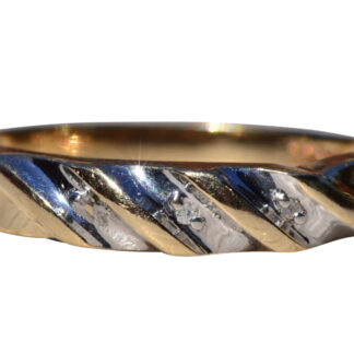 The Grove:  Ridged Past Present Future Diamond Ring in Yellow Gold