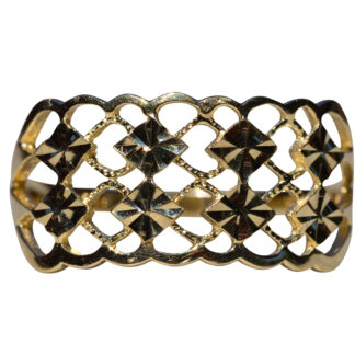 The Merced:  Diamond Cut Filigree Ring in Yellow Gold