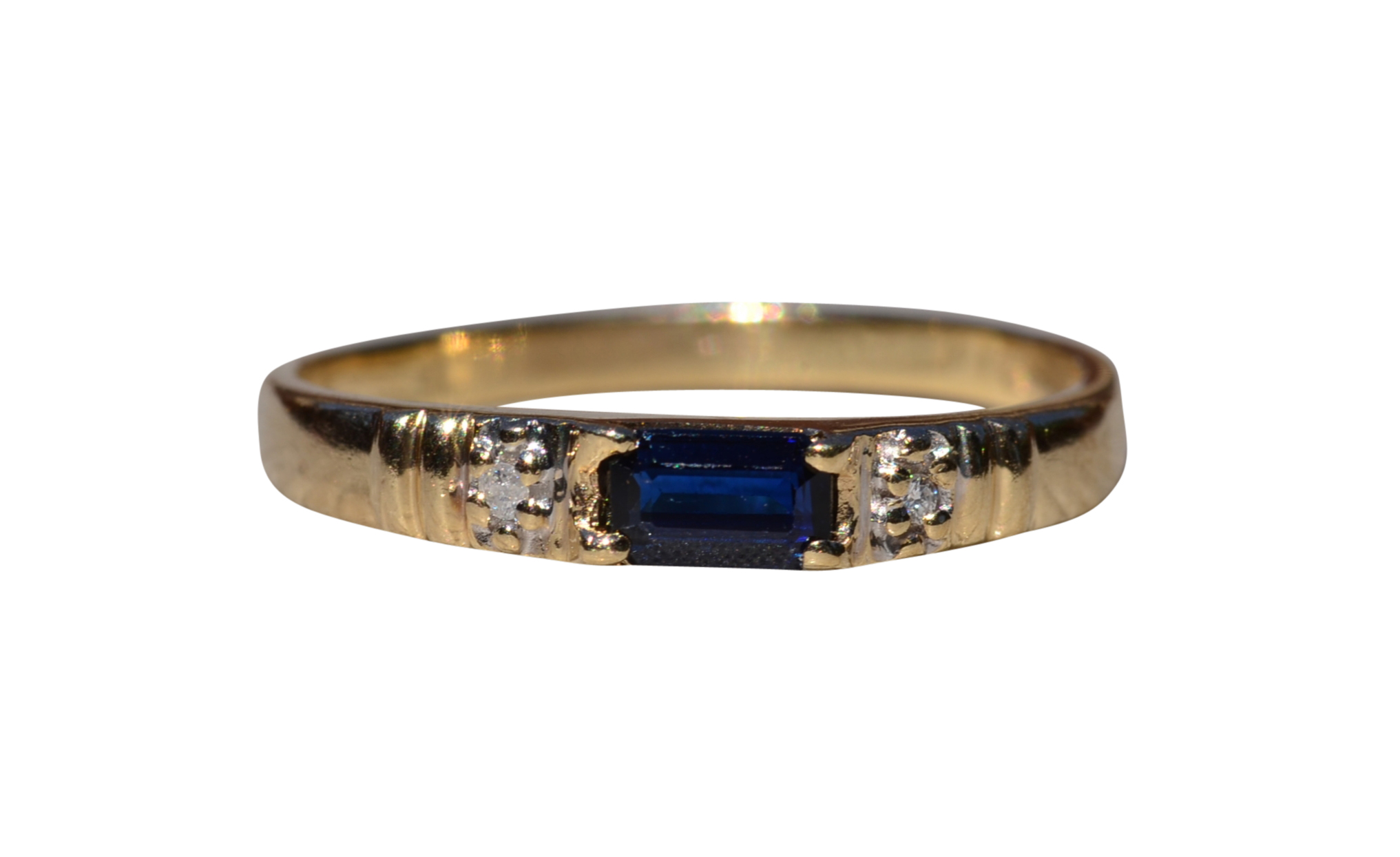 SOLD - The Clotho: Natural Sapphire and Diamond Stackable Ring