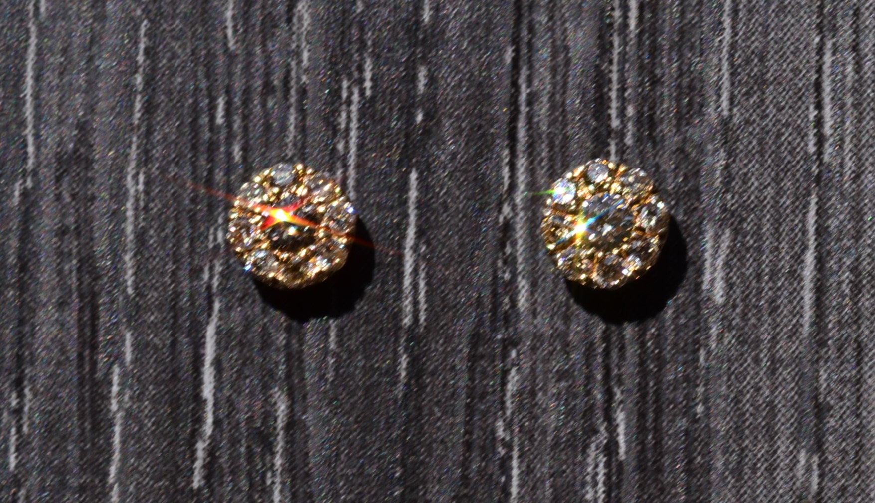 SOLD - The Bixler: Contemporary Halo Set Diamond Stud Earrings In Yellow Gold - Image 2