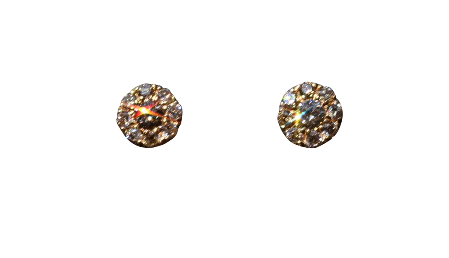 SOLD - The Bixler: Contemporary Halo Set Diamond Stud Earrings In Yellow Gold