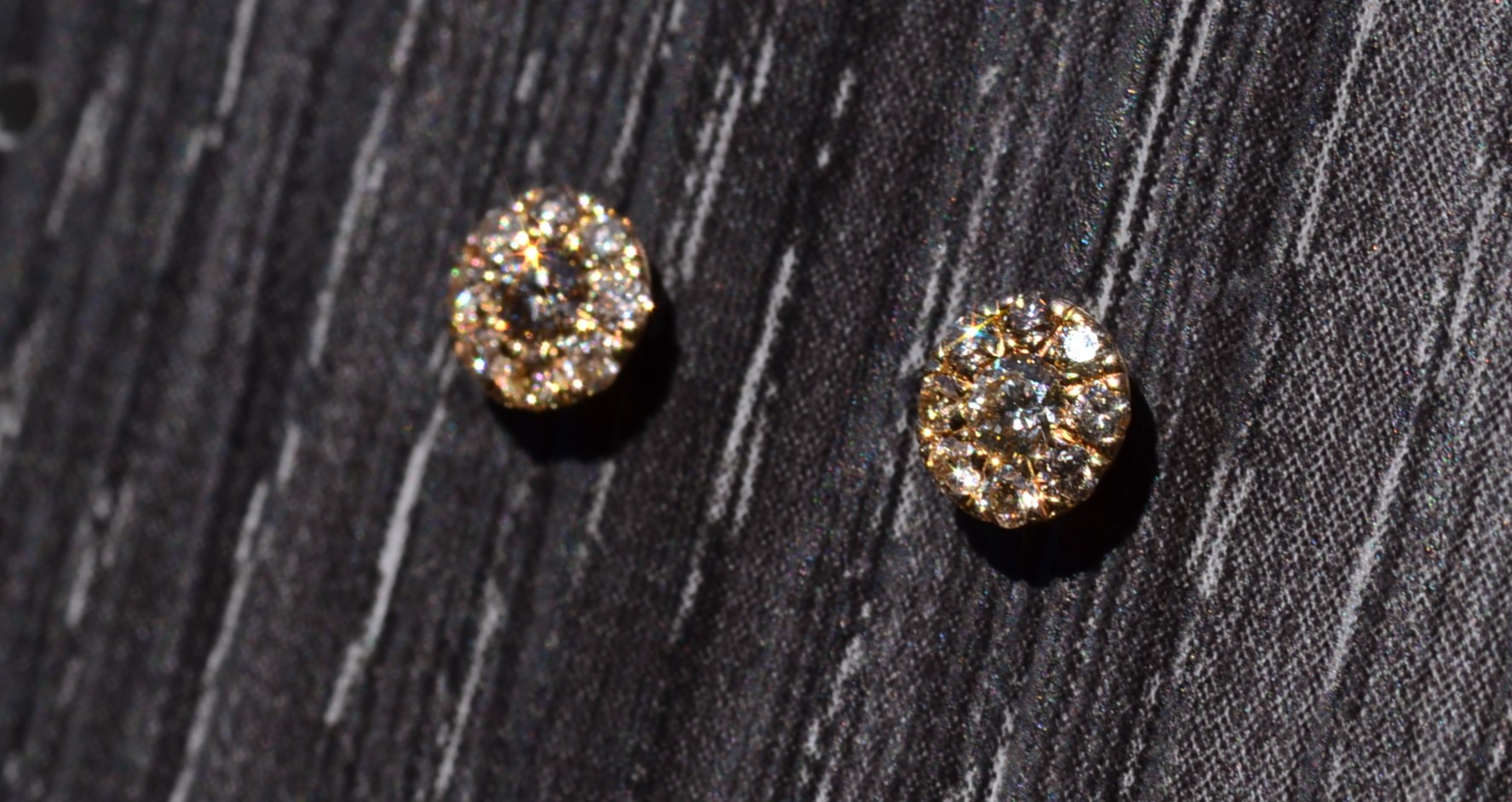 SOLD - The Bixler: Contemporary Halo Set Diamond Stud Earrings In Yellow Gold - Image 3