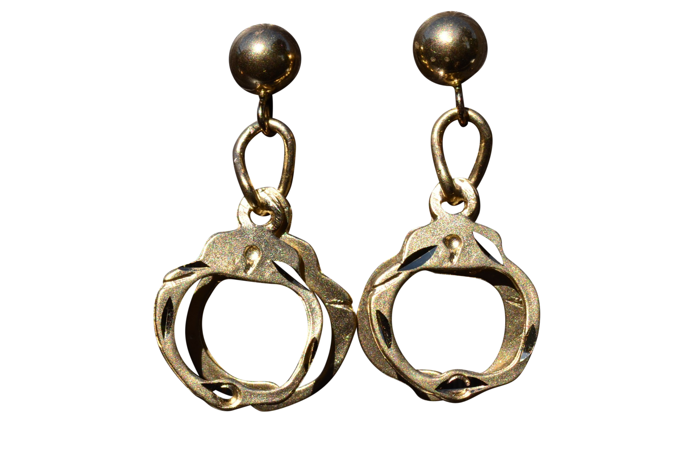 SOLD - Mrs Officer: Yellow Gold Handcuff Earrings