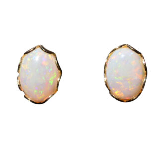 SOLD - The Holt:  Natural Australian Opal Studs in Yellow Gold