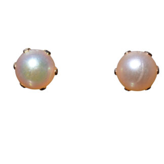 SOLD - The Drakes Bay:  Charming Pearl Studs in Yellow Gold