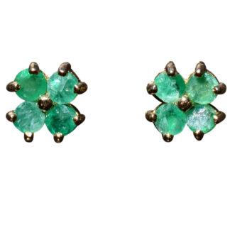SOLD - The East Oakdale: Yellow Gold Shamrock Earrings with Natural Emeralds