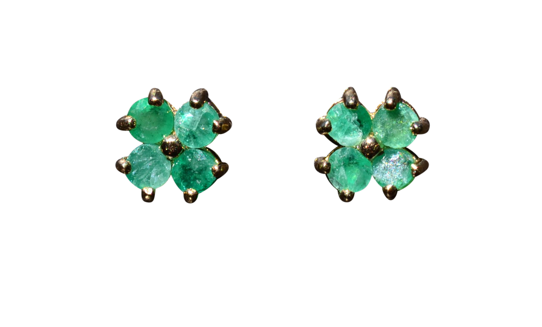 SOLD - The East Oakdale: Yellow Gold Shamrock Earrings with Natural Emeralds