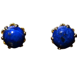SOLD - The Marconi:  Lapis Lazuli Stud Earrings in Yellow Gold