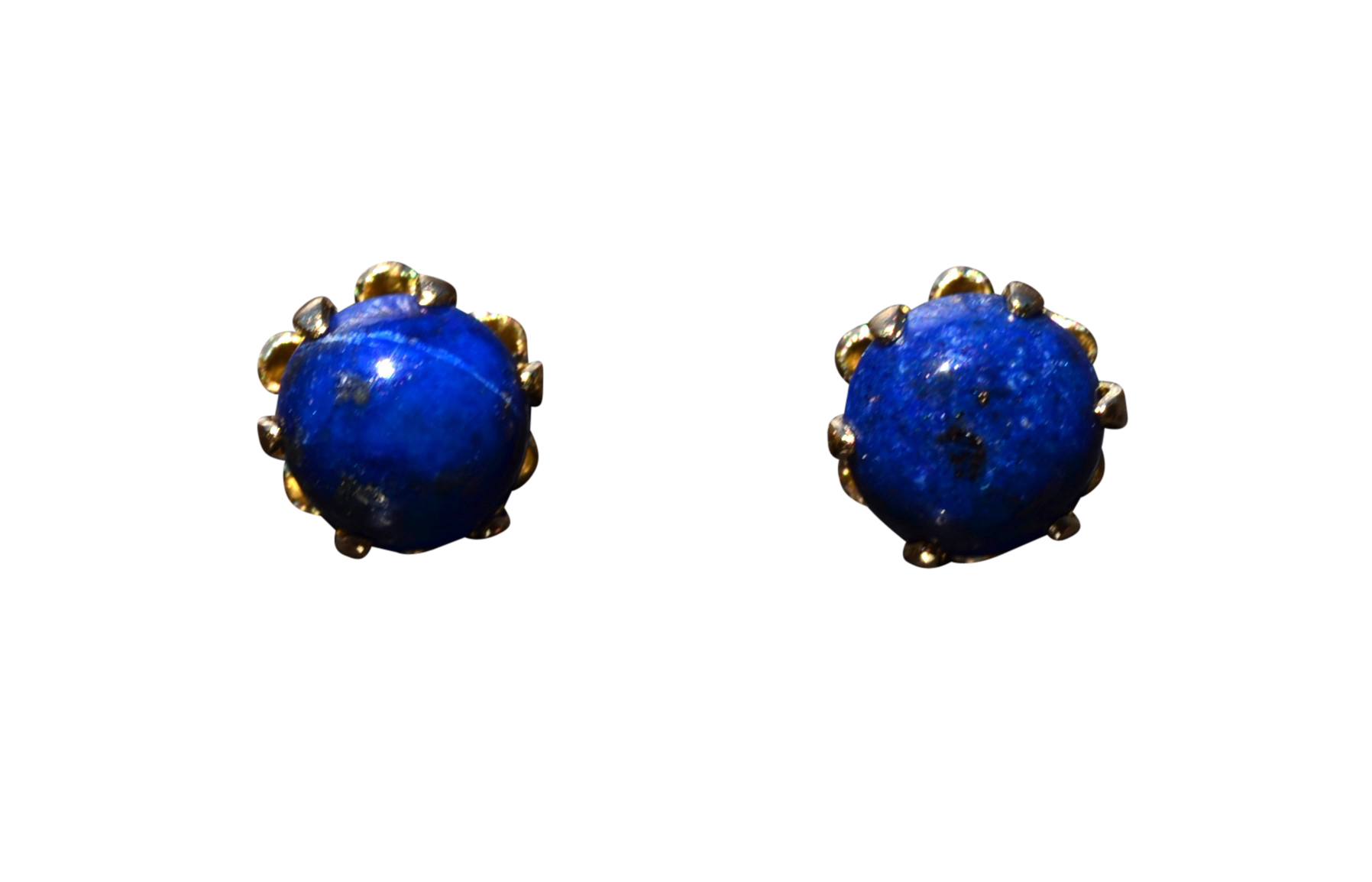 SOLD - The Marconi: Lapis Lazuli Stud Earrings in Yellow Gold