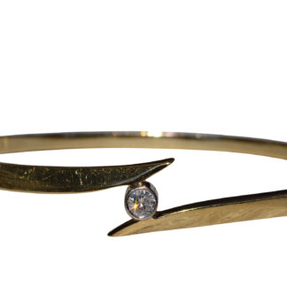 SOLD - The Delcambre: Yellow Gold and Diamond Bypass Bangle Bracelet