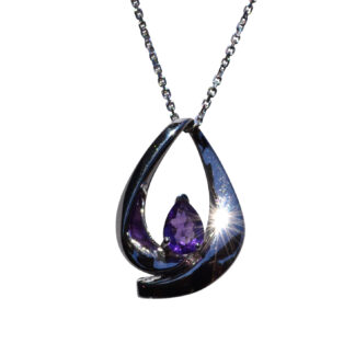 The Loreauville:  White Gold Modern Amethyst Pendant