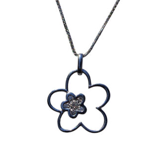 The Rose City:  White Gold and Diamond Contemporary Flower Pendant