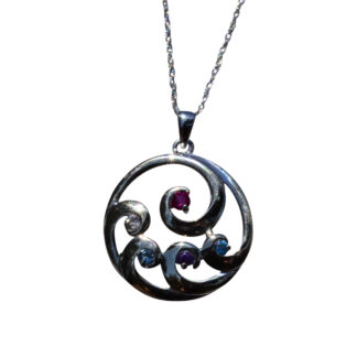 SOLD - The Jeanerette:  Multistone White Gold Wave Necklace