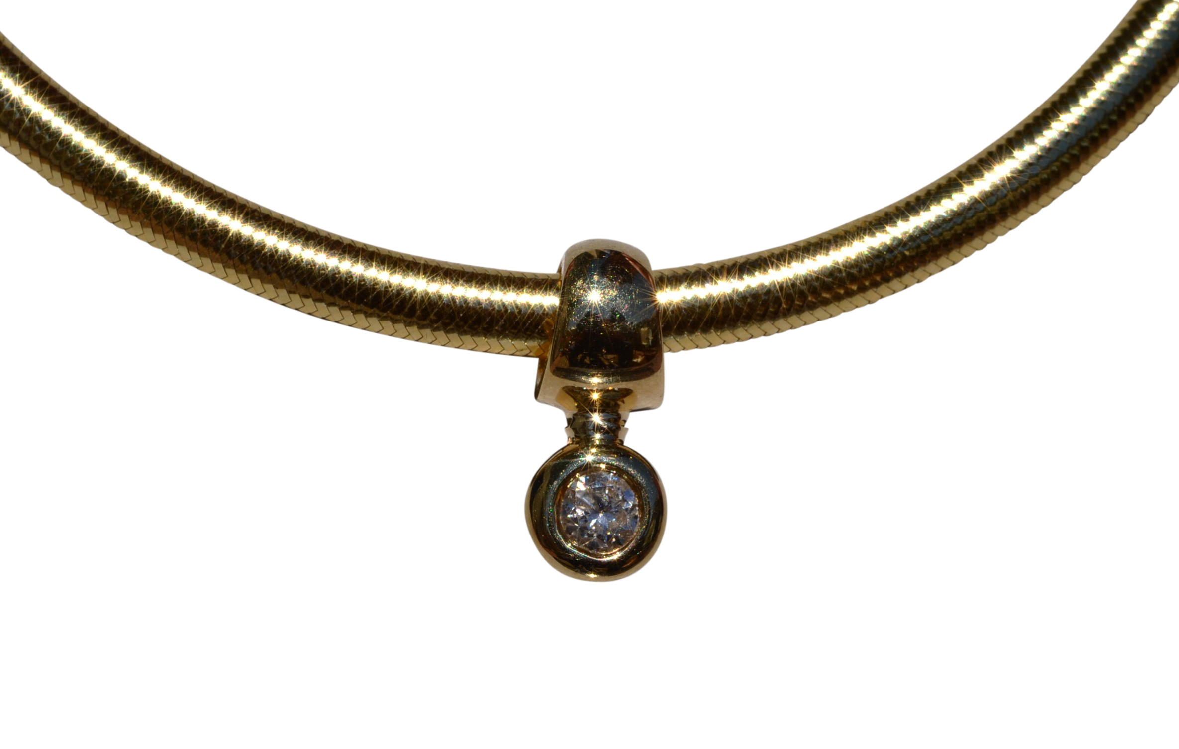 SOLD - The Fairhope: Diamond Slide on Tubular Gold Necklace