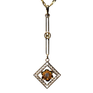 SOLD - The Duson:  Yellow Gold Diamond Lavalier Pendant
