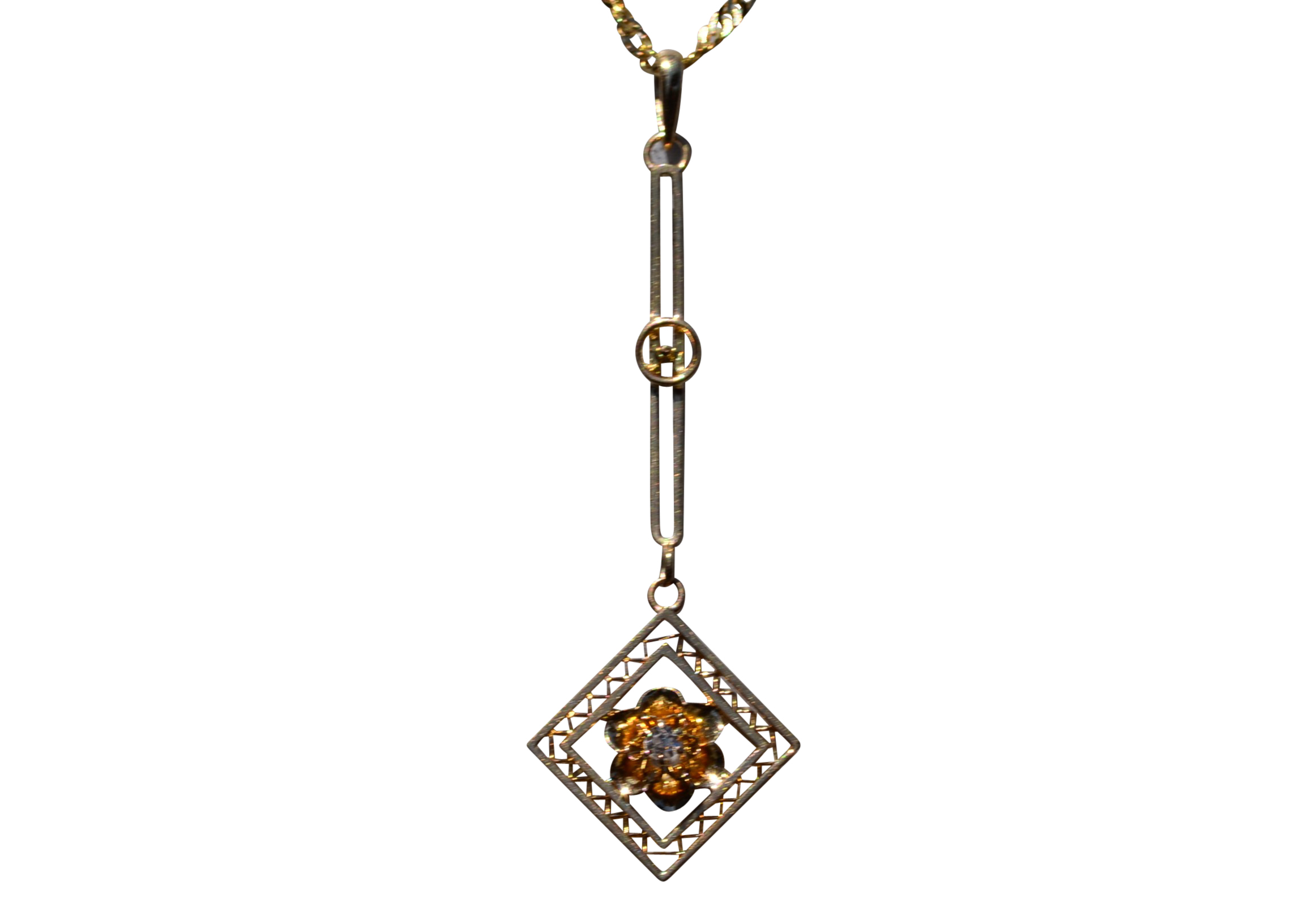 SOLD - The Duson: Yellow Gold Diamond Lavalier Pendant