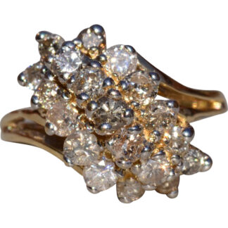 SOLD - The Airdrie:  Ladies 14K Yellow Gold Diamond Waterfall Ring