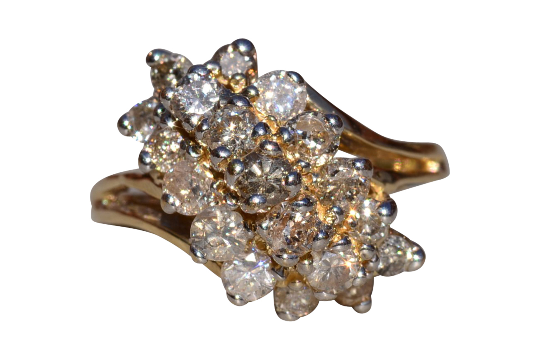 SOLD - The Airdrie: Ladies 14K Yellow Gold Diamond Waterfall Ring