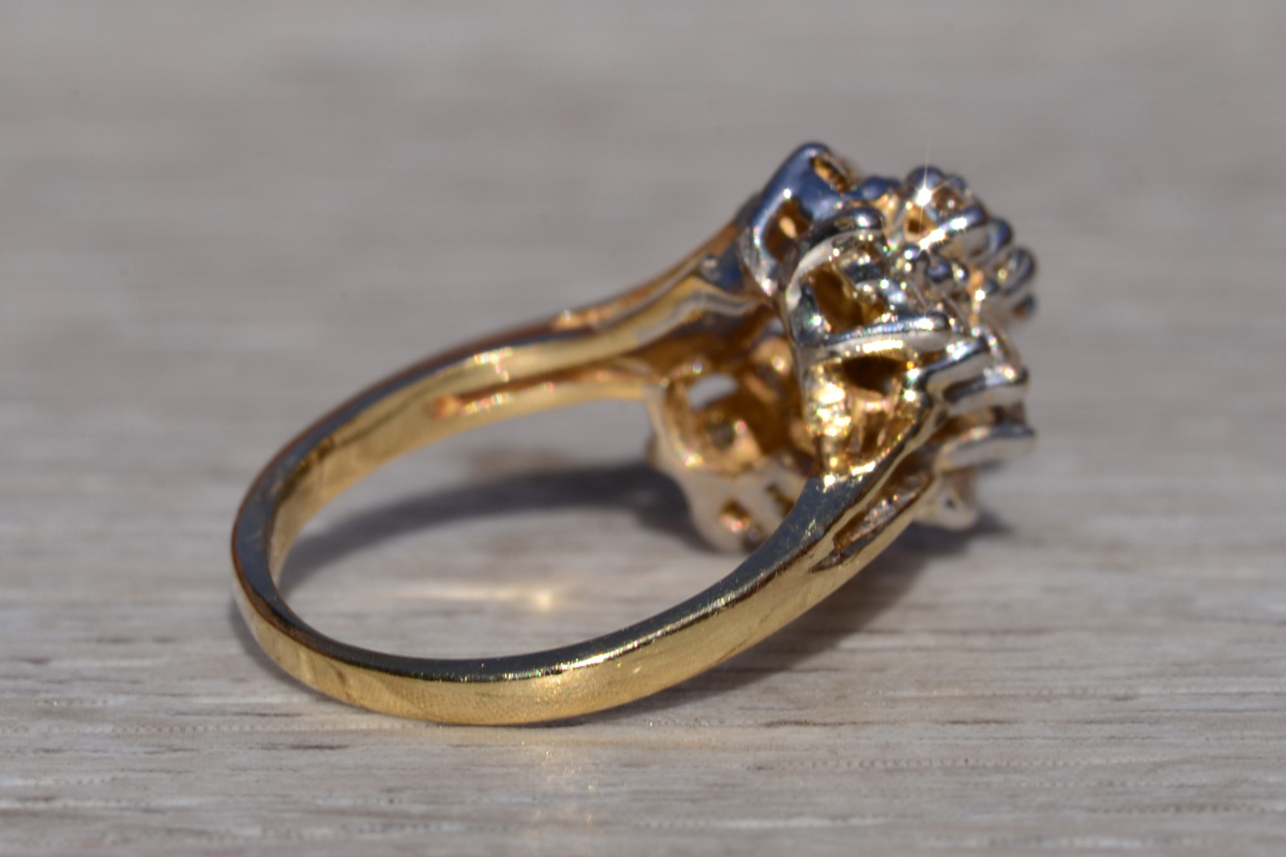 SOLD - The Airdrie: Ladies 14K Yellow Gold Diamond Waterfall Ring - Image 5