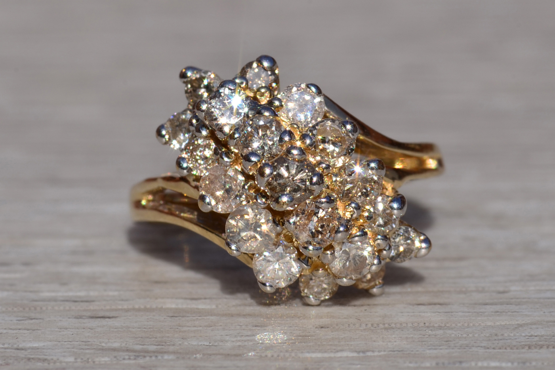 SOLD - The Airdrie: Ladies 14K Yellow Gold Diamond Waterfall Ring - Image 7