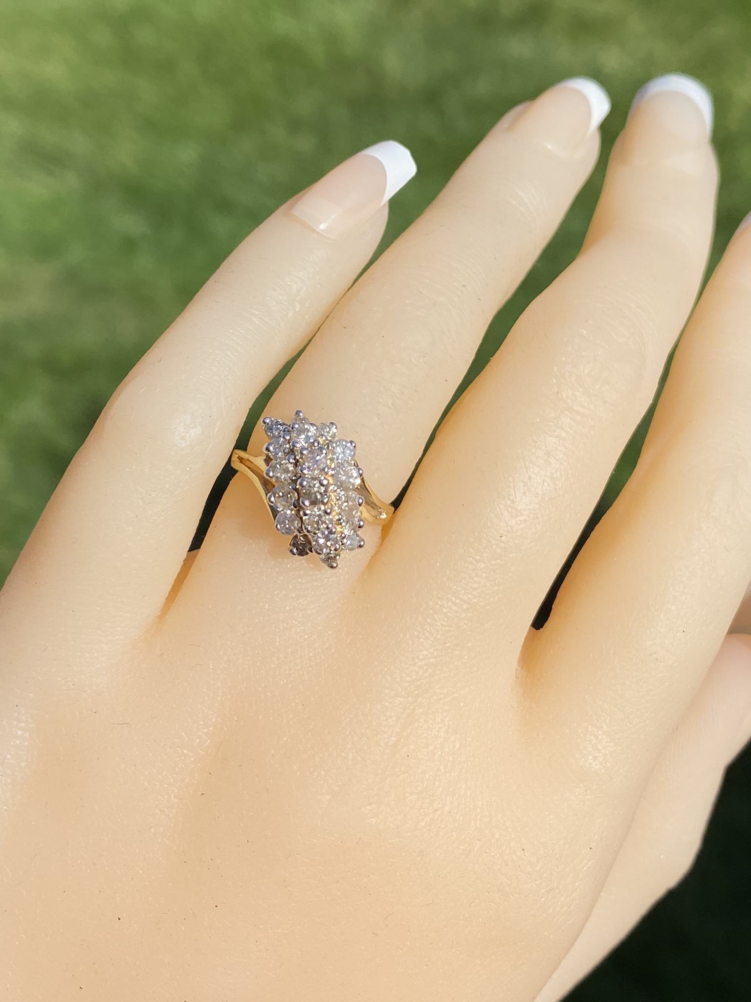 SOLD - The Airdrie: Ladies 14K Yellow Gold Diamond Waterfall Ring - Image 8