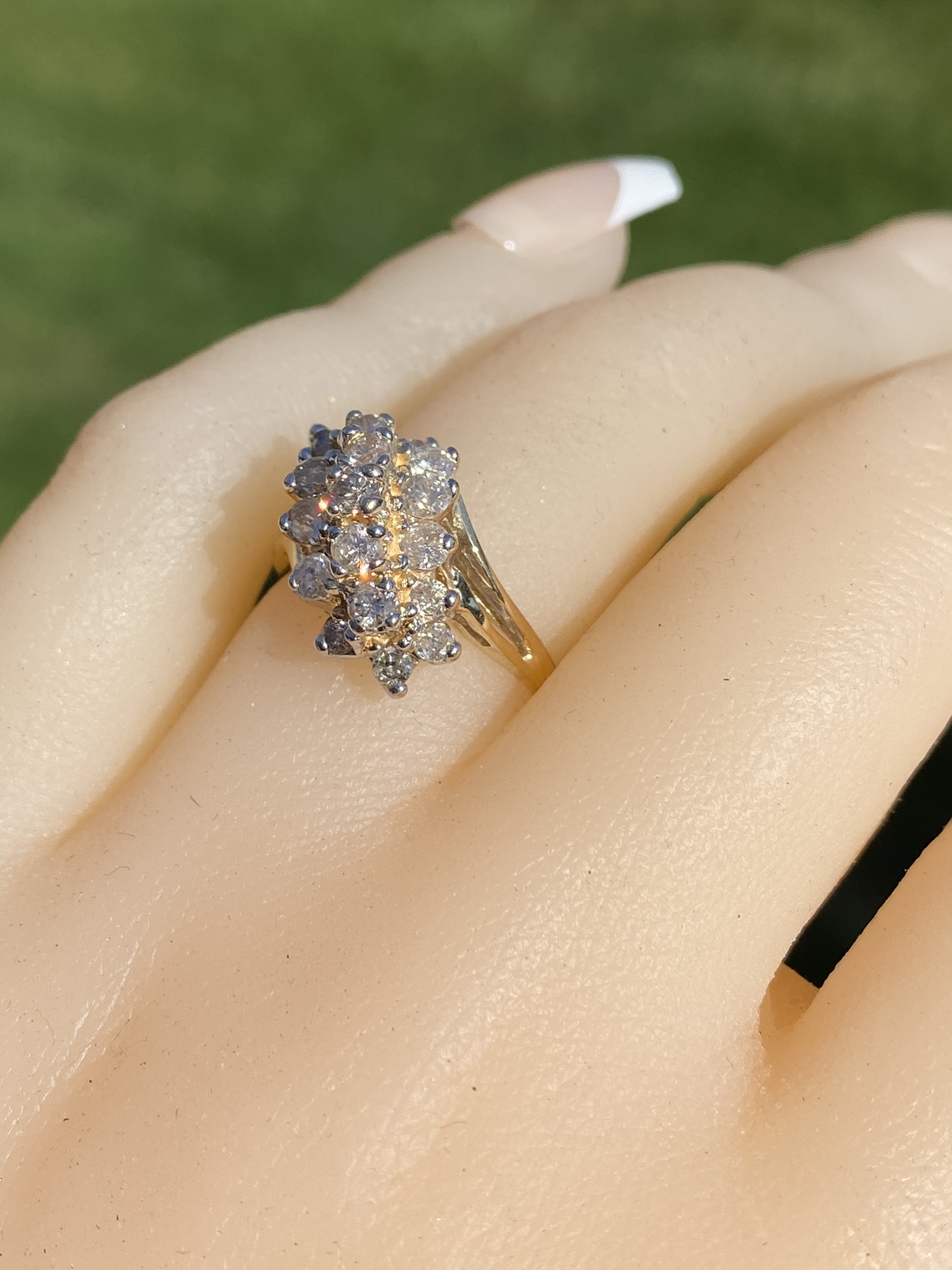 SOLD - The Airdrie: Ladies 14K Yellow Gold Diamond Waterfall Ring - Image 9