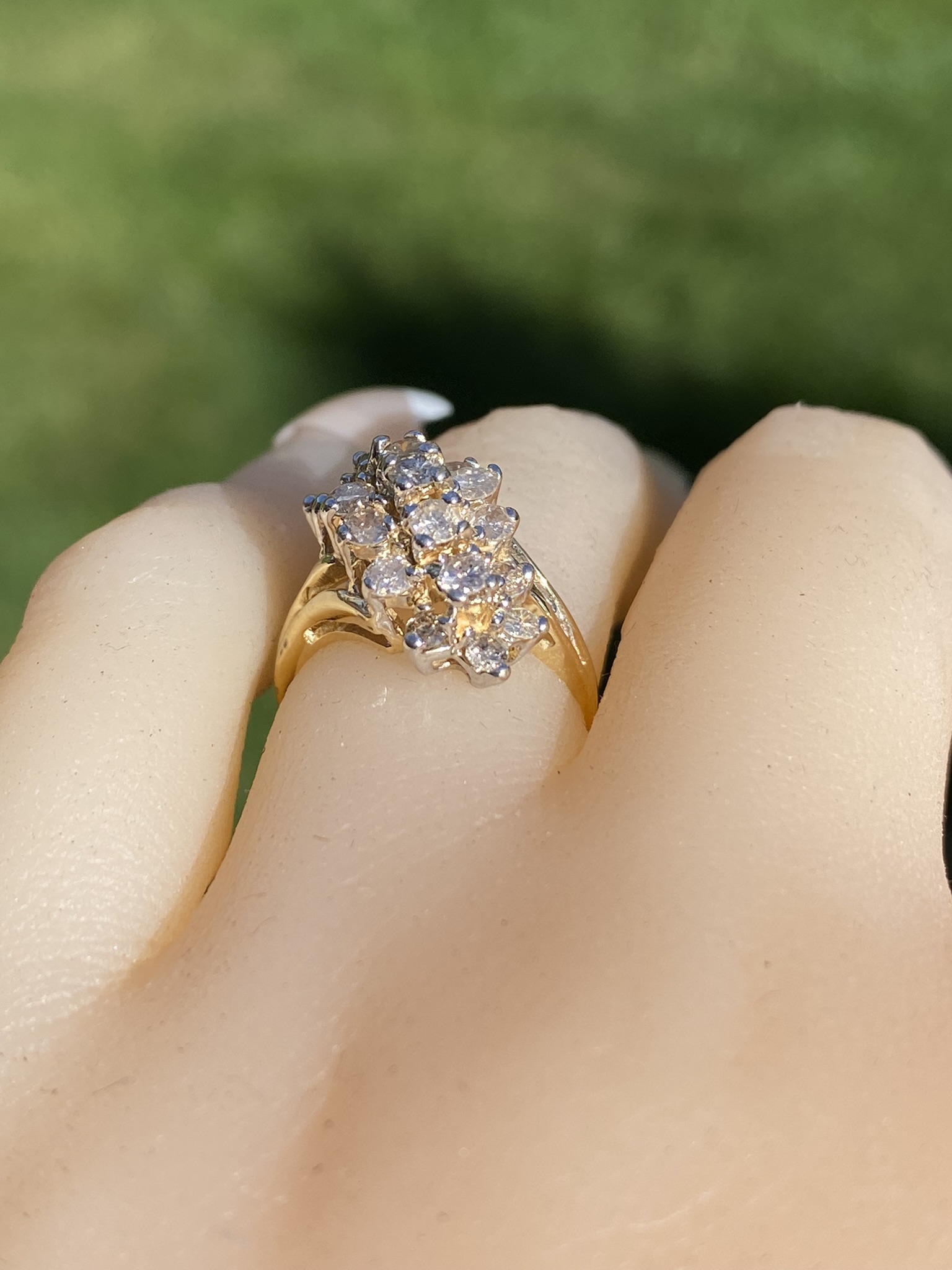 SOLD - The Airdrie: Ladies 14K Yellow Gold Diamond Waterfall Ring - Image 10
