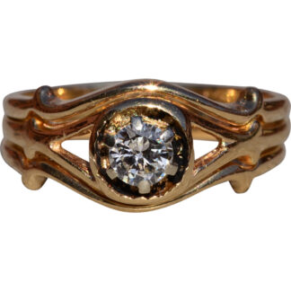The Morpeth:  Ladies Antique 14K Yellow Gold Diamond Engagement Ring