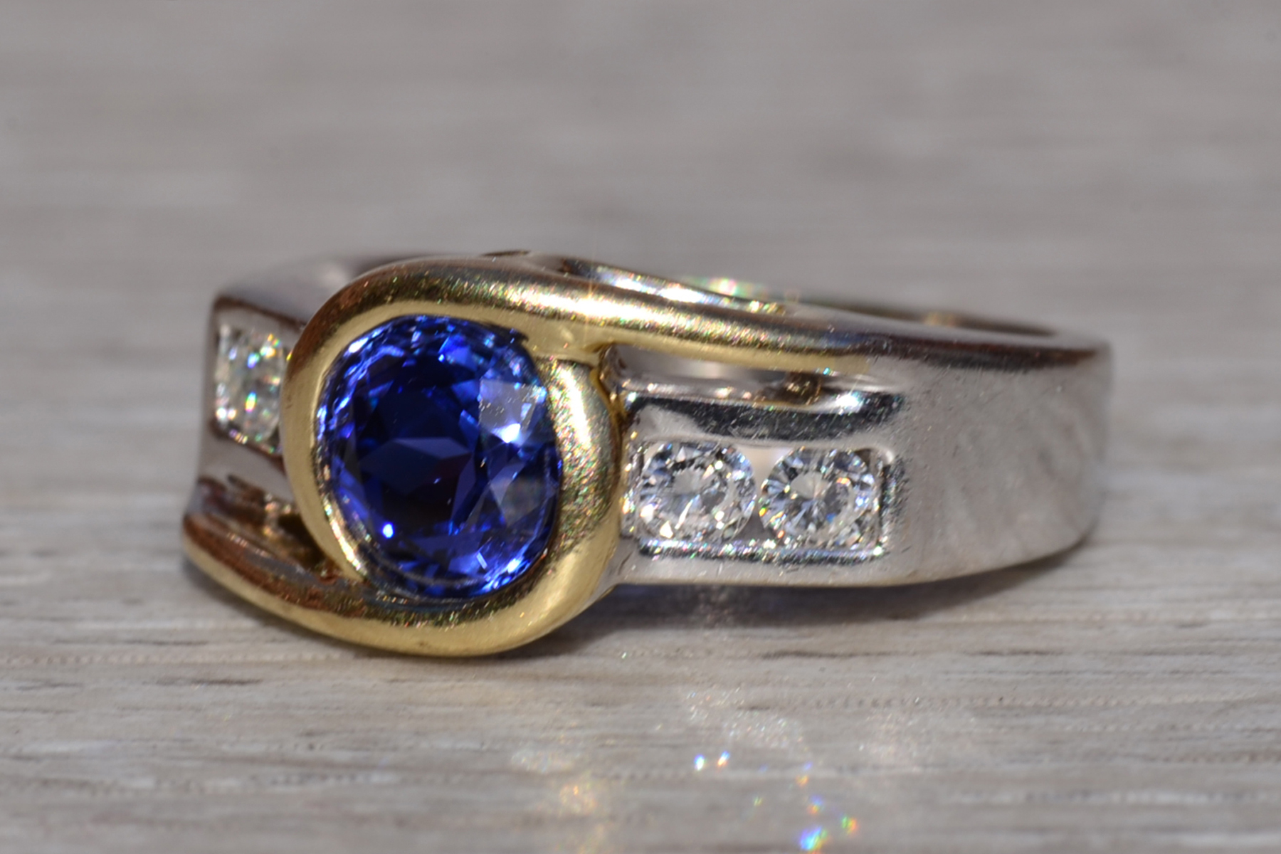 The Crieff: Ladies 14K Two Tone Ring set with Tanzanite and Diamonds - Image 3