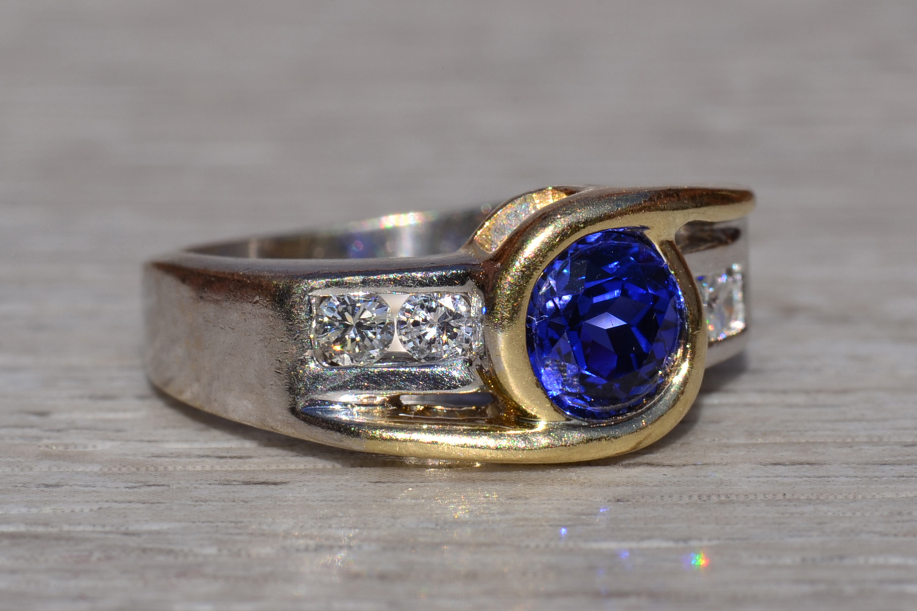 The Crieff: Ladies 14K Two Tone Ring set with Tanzanite and Diamonds - Image 7
