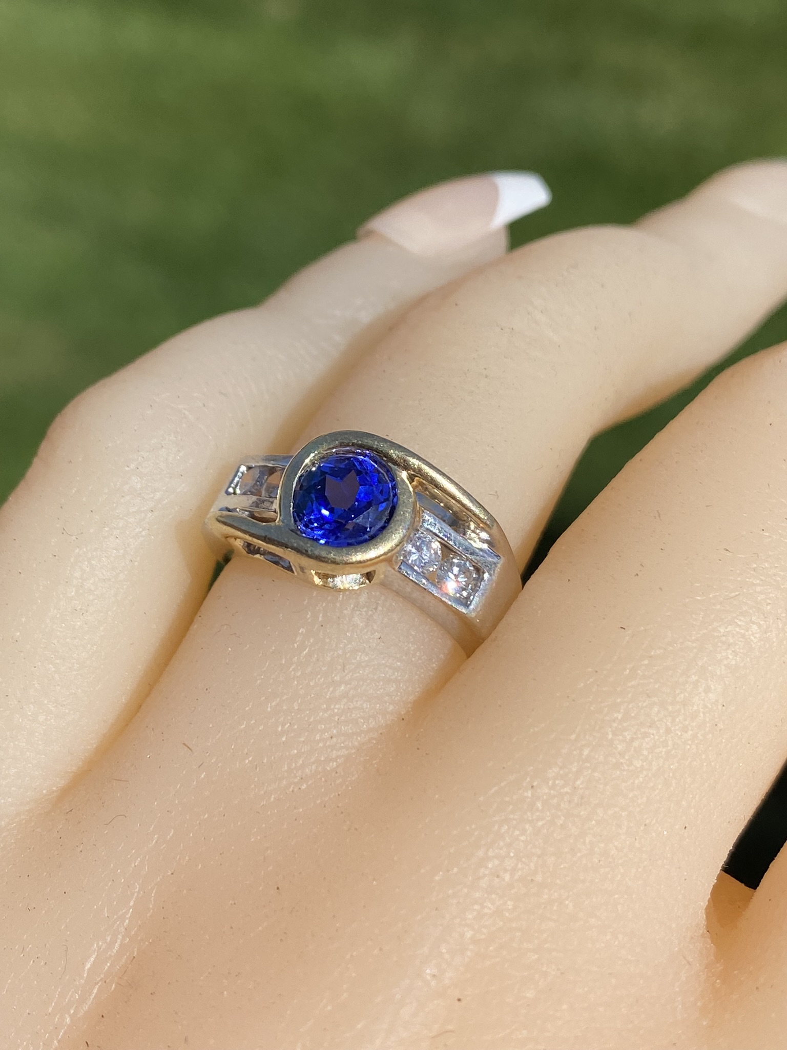 The Crieff: Ladies 14K Two Tone Ring set with Tanzanite and Diamonds - Image 9