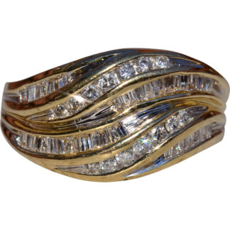 SOLD - The Bryanston:  Ladies 14K Yellow Gold Diamond Wave Cocktail Ring