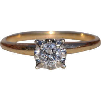 SOLD - The Camlachie:  Ladies 14K Two Tone Solitaire Diamond Engagement Ring