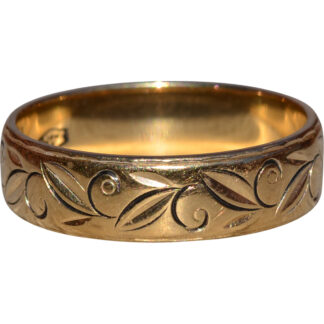 The Waldeck:  Ladies 14K Yellow Gold Engraved Eternity Band