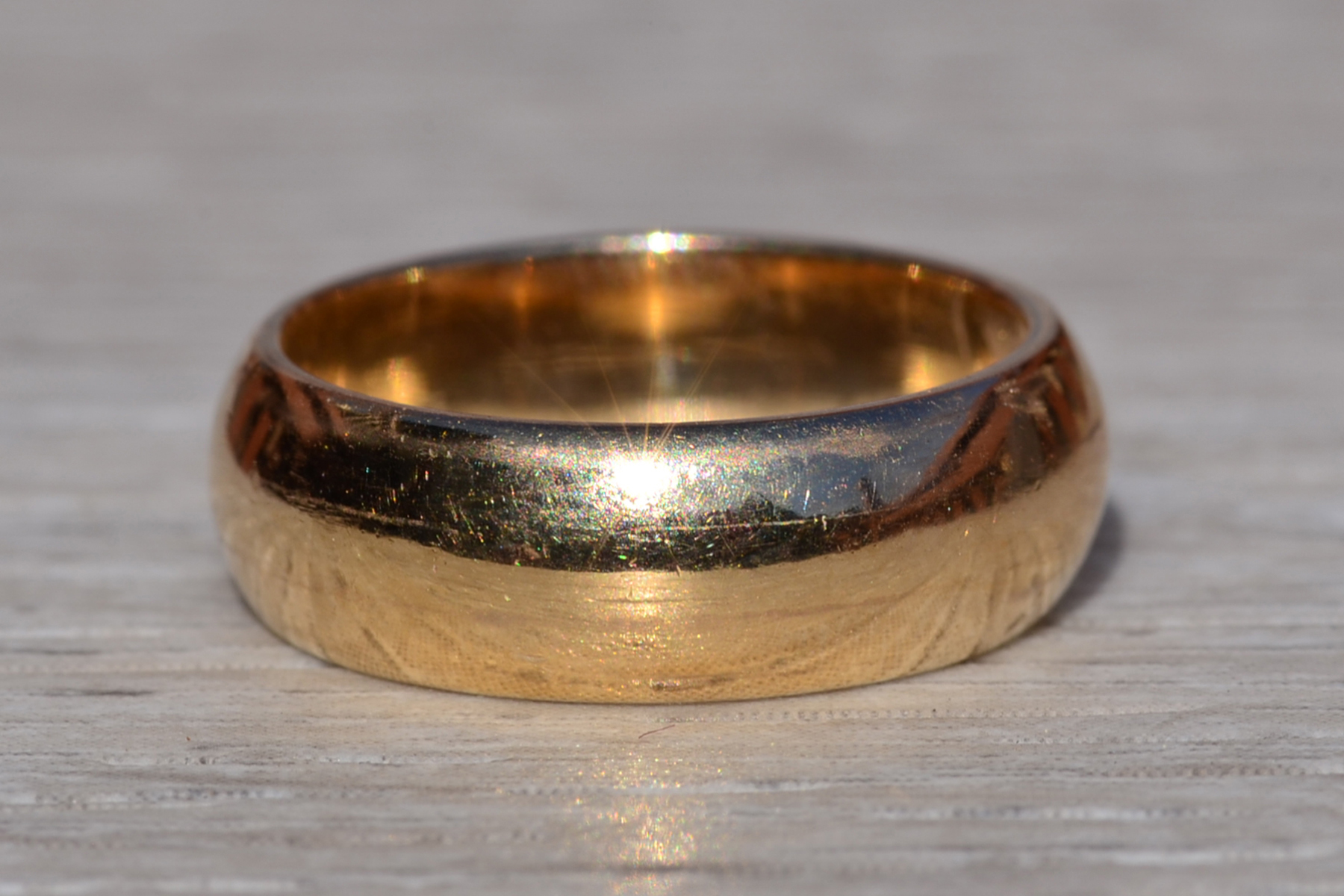 SOLD - The Vosburgh: Ladies Wide 14K Yellow Gold Cigar Band - Image 2