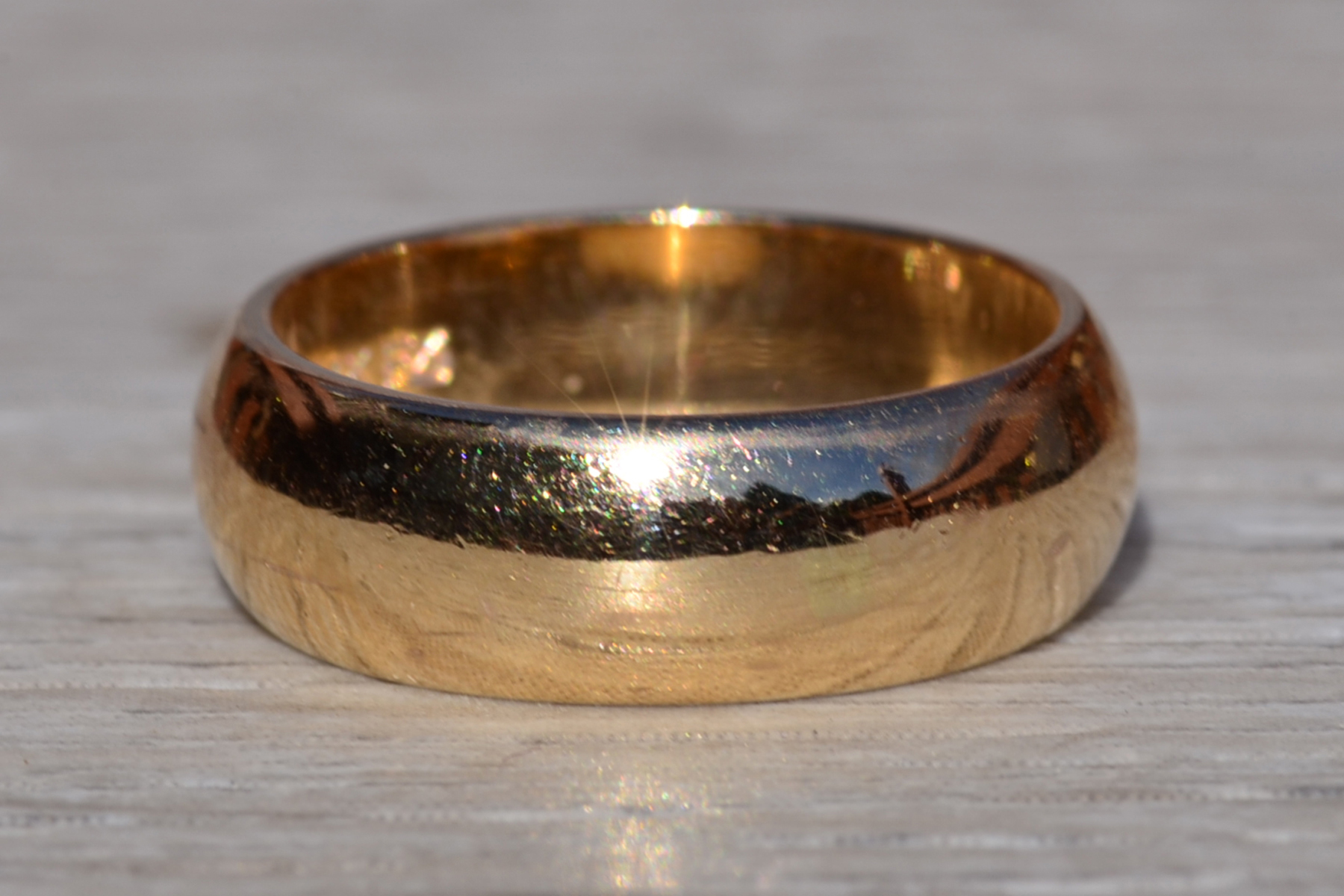 SOLD - The Vosburgh: Ladies Wide 14K Yellow Gold Cigar Band - Image 3