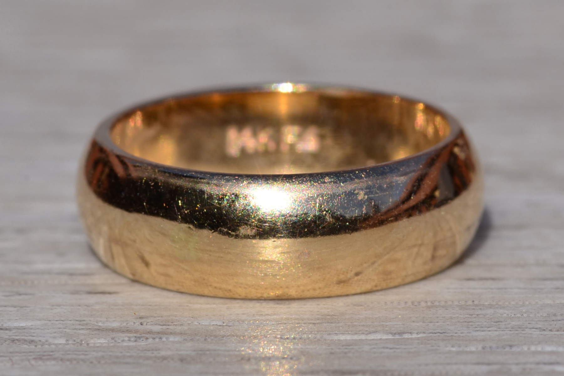 SOLD - The Vosburgh: Ladies Wide 14K Yellow Gold Cigar Band - Image 5