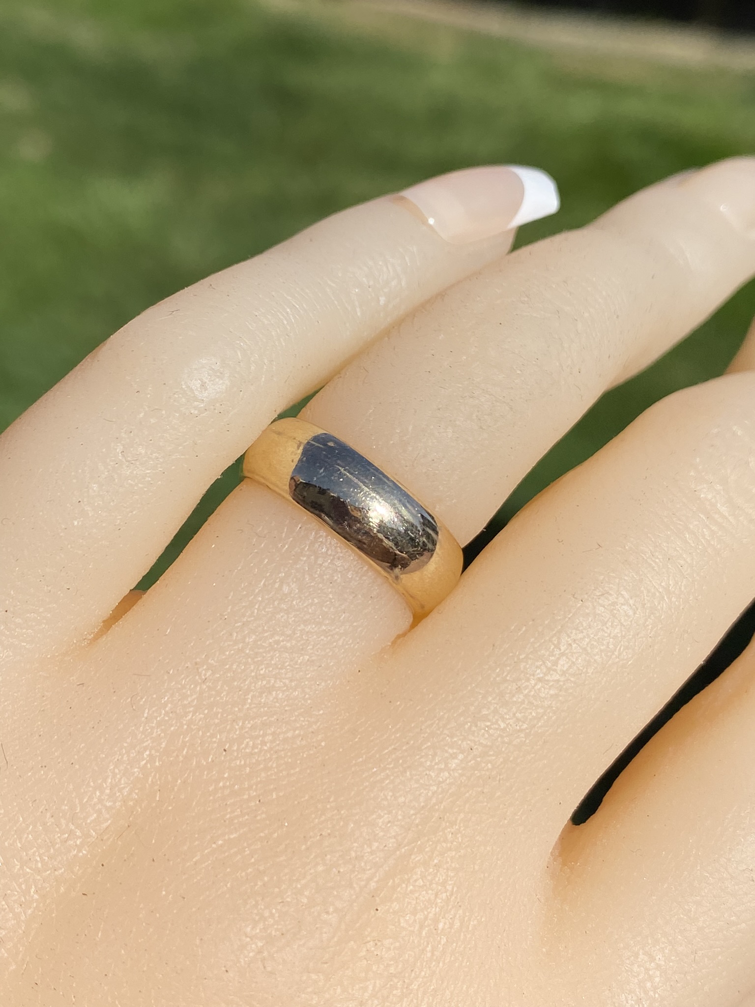 SOLD - The Vosburgh: Ladies Wide 14K Yellow Gold Cigar Band - Image 6