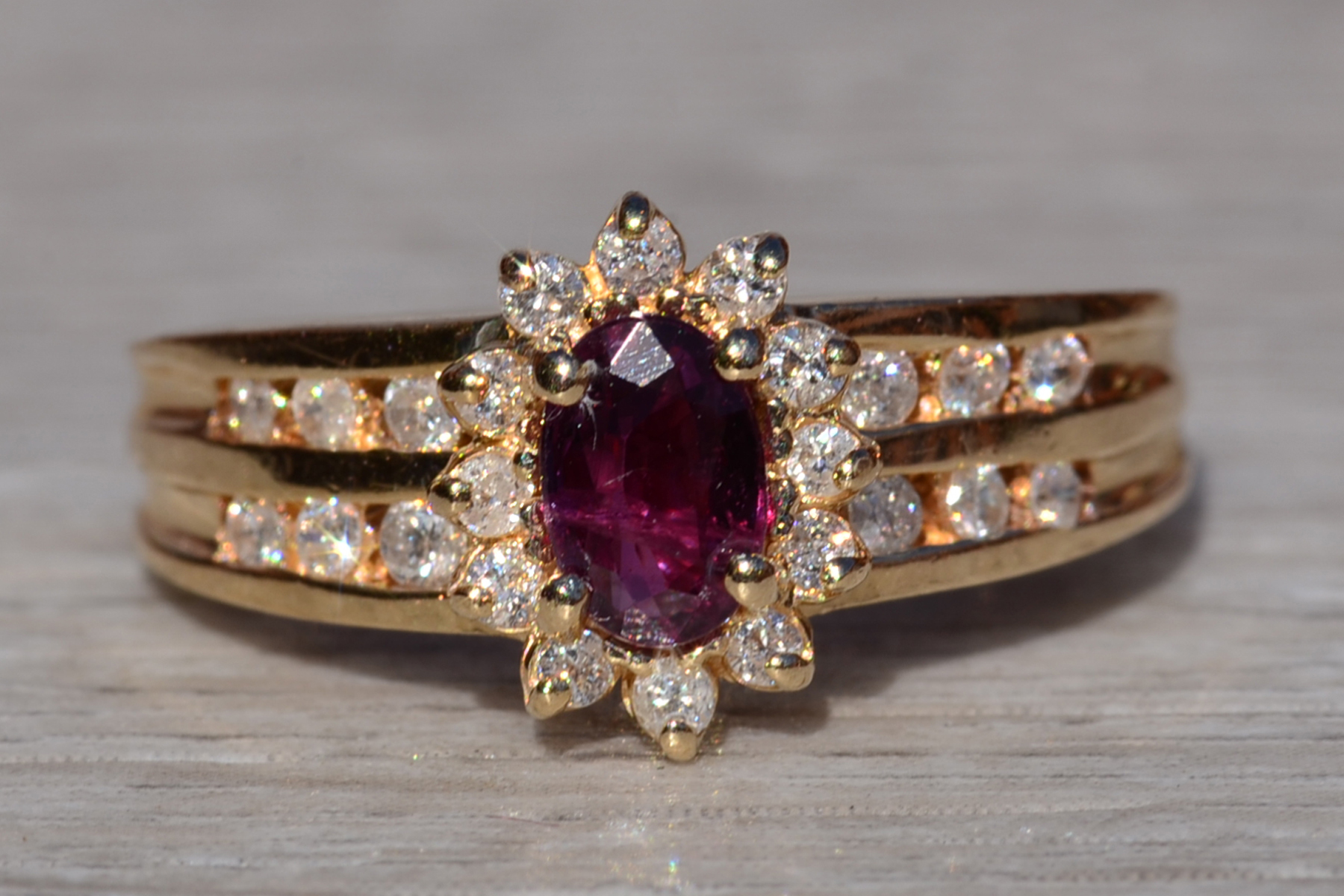 The Cardston: Ladies 14K Yellow Gold Ring set with Ruby and Diamond - Image 7