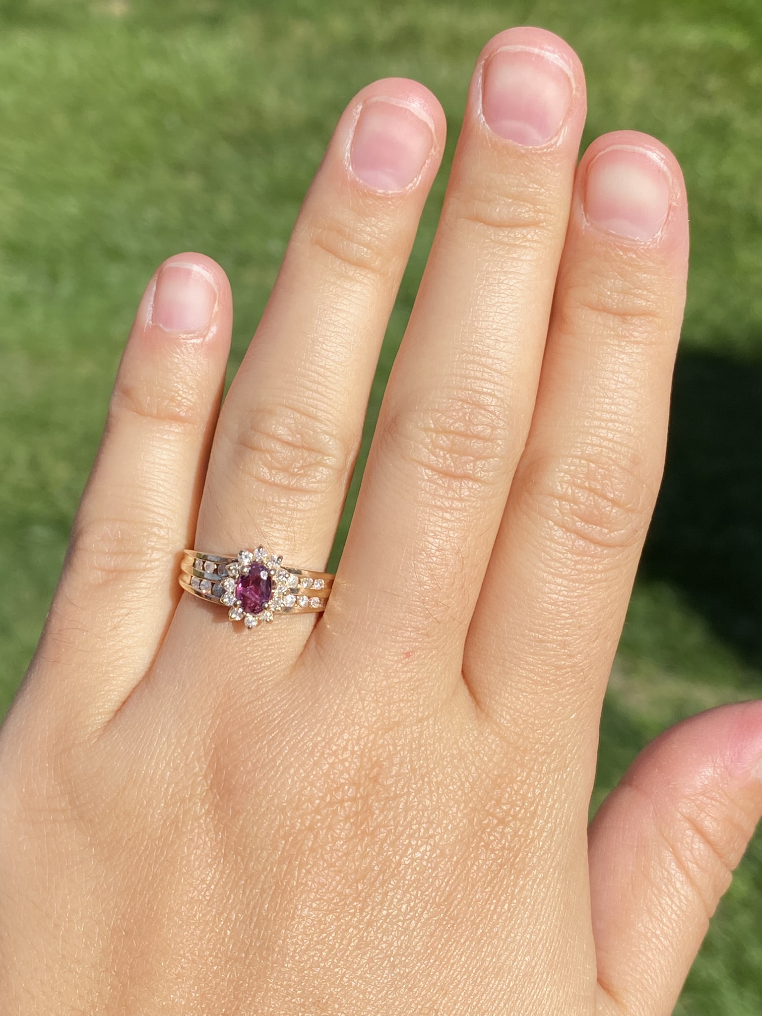 The Cardston: Ladies 14K Yellow Gold Ring set with Ruby and Diamond - Image 8