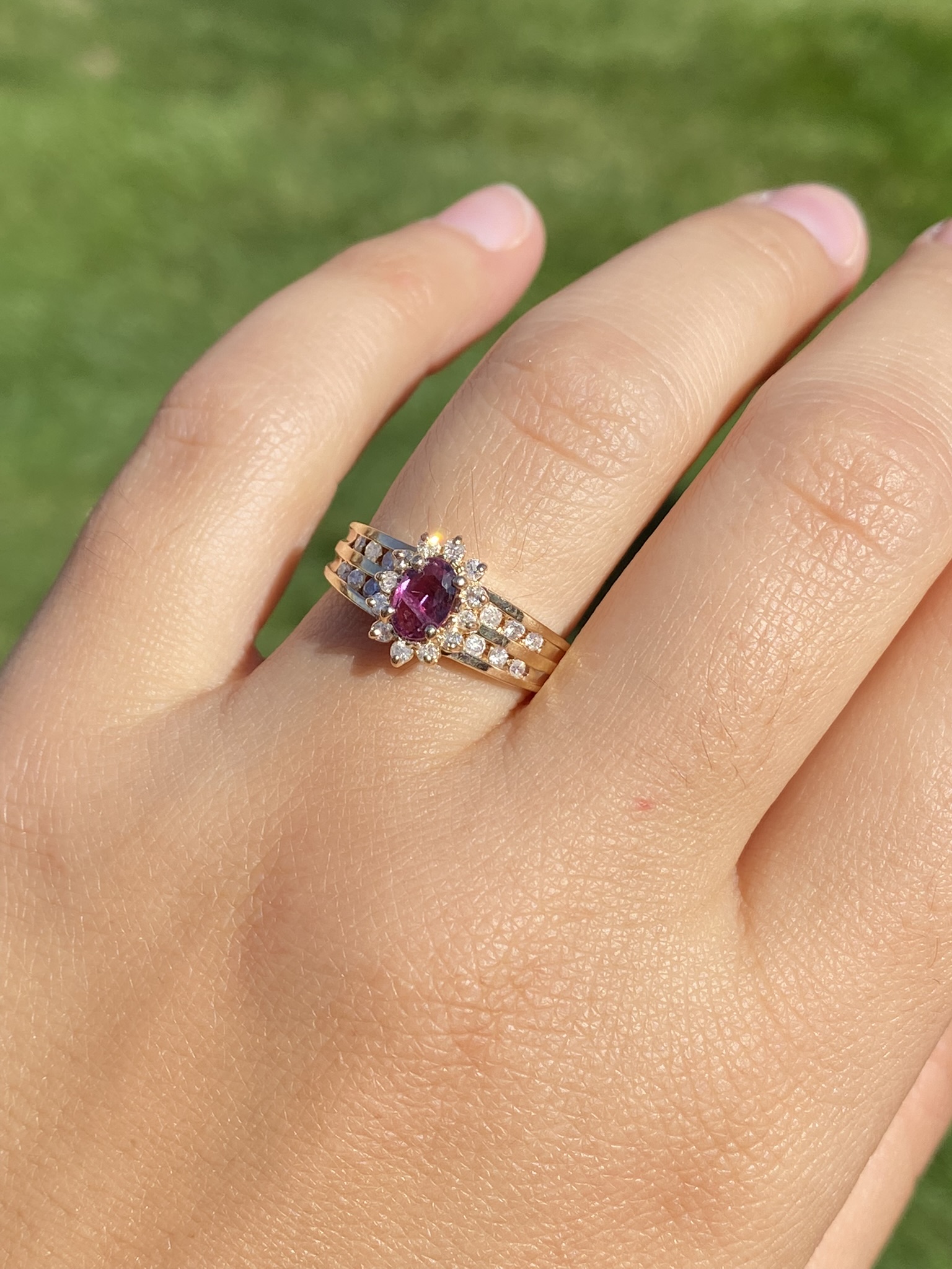 The Cardston: Ladies 14K Yellow Gold Ring set with Ruby and Diamond - Image 9