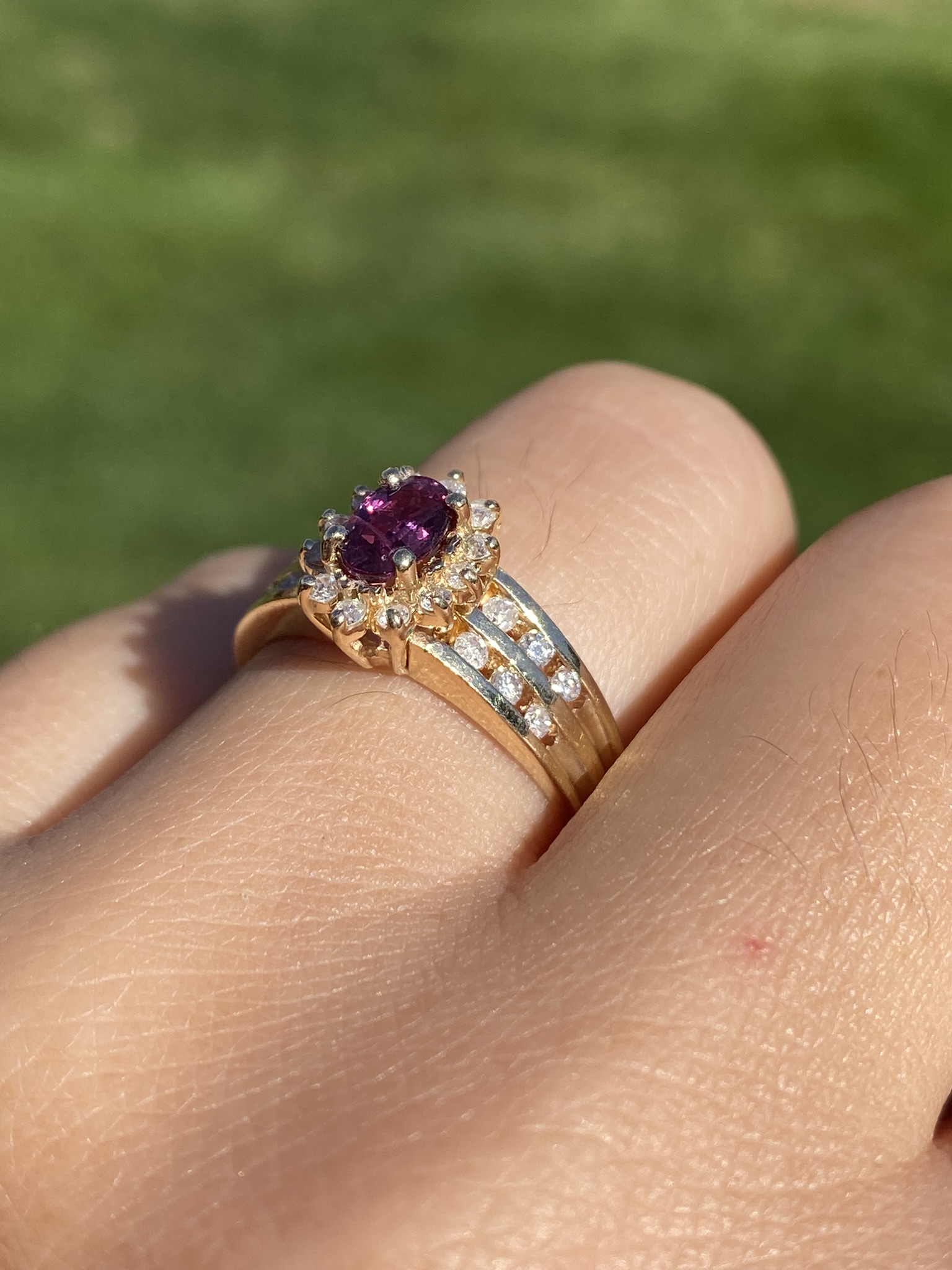 The Cardston: Ladies 14K Yellow Gold Ring set with Ruby and Diamond - Image 10