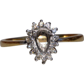 Ladies 14K Two Tone Pear Shaped Semi Mount set with Diamonds
