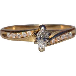 SOLD - The Medina:  Ladies 14K Yellow Gold Bypass Style Marquise Diamond Engagement Ring