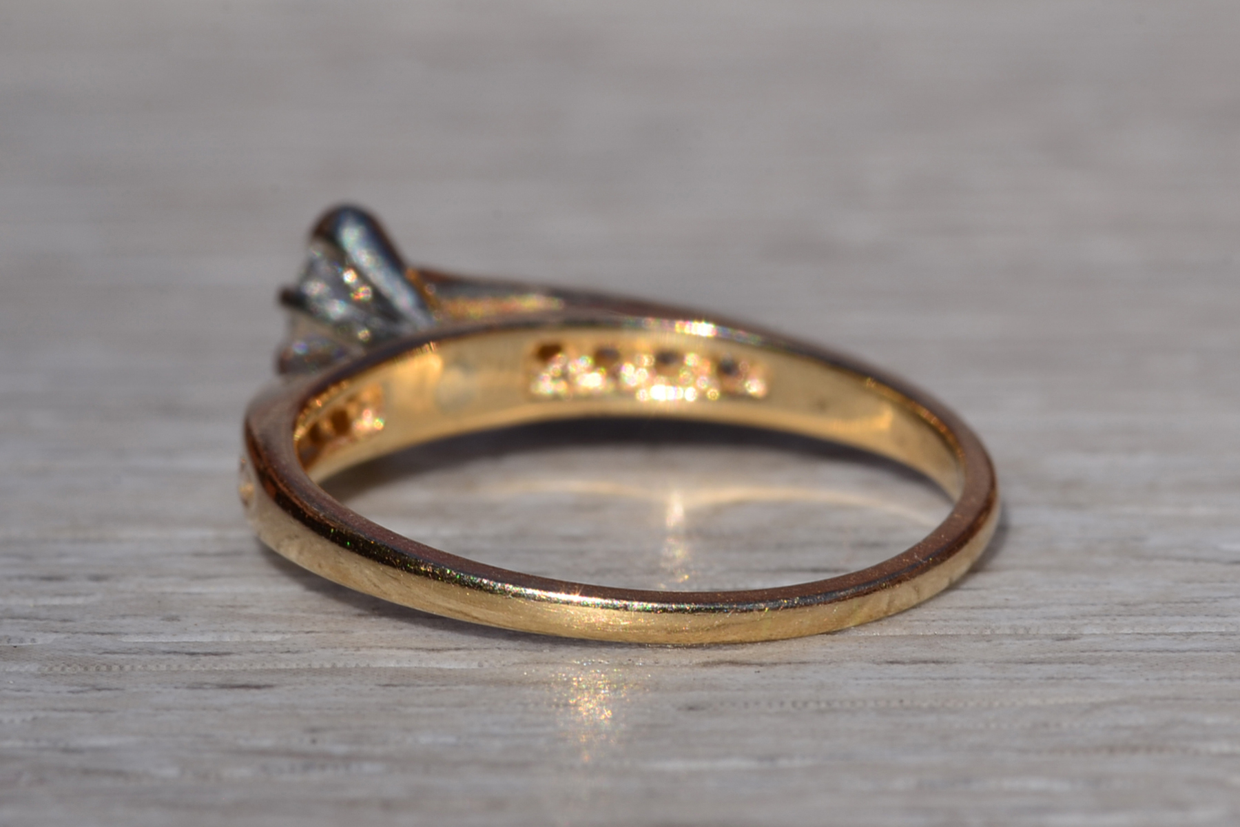 SOLD - The Medina: Ladies 14K Yellow Gold Bypass Style Marquise Diamond Engagement Ring - Image 4